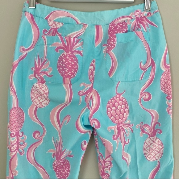 Vintage Lilly Pulitzer Cropped Pants Pink Blue Pineapple print Size 4 - Picture 11 of 16